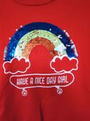 Pull rouge Arc en ciel 8 ans Z