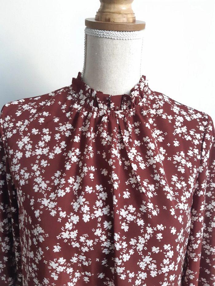 Blouse marron fleurs Shein T36 - photo numéro 2