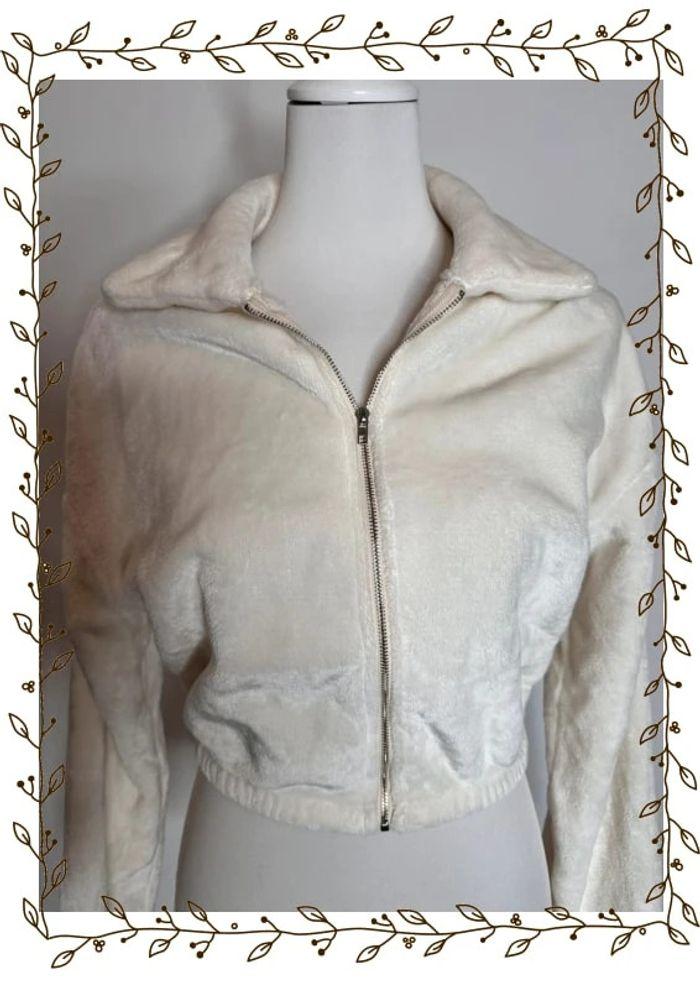 Blouson court en polaire velours blanc taille XS - photo numéro 2