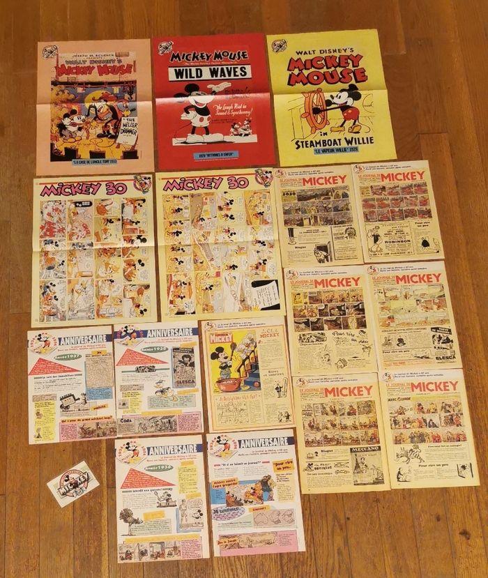 Lot anciens posters + articles anniversaire journal de mickey - photo numéro 1