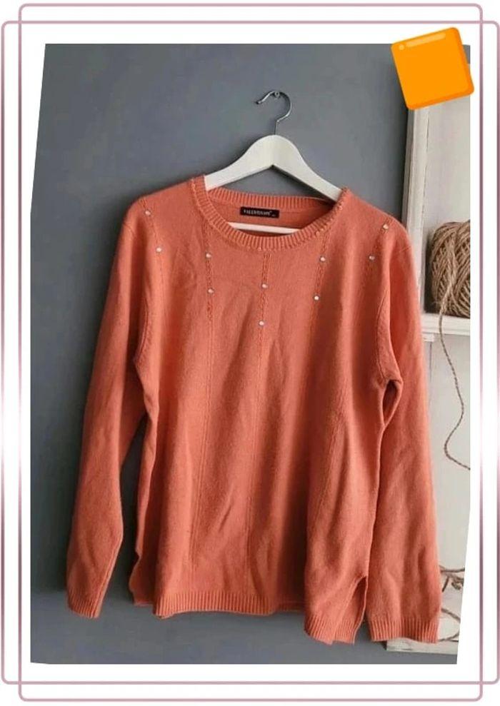 🌻Pull col rond taille M/L orange corail - photo numéro 1