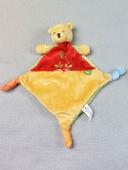 Doudou plat Winnie l'ourson DISNEY NICOTOY jaune rouge arrosoir, navet vichy