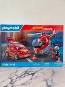 Playmobil pompiers avec véhicules.