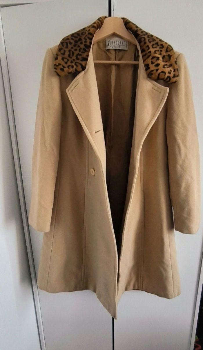 Manteau vintage beige à imprimé léopard  taille 38/40 - photo numéro 3