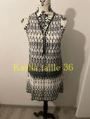 Robe sans manche fluide noir et blanc a motifs kaylla taille 36