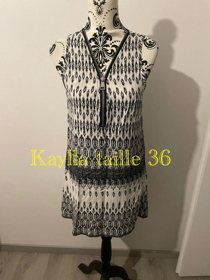 Robe sans manche fluide noir et blanc a motifs kaylla taille 36 - photo numéro 1