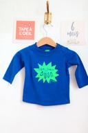 T-shirt bleu manches longues motif vert, TAO, 6 mois