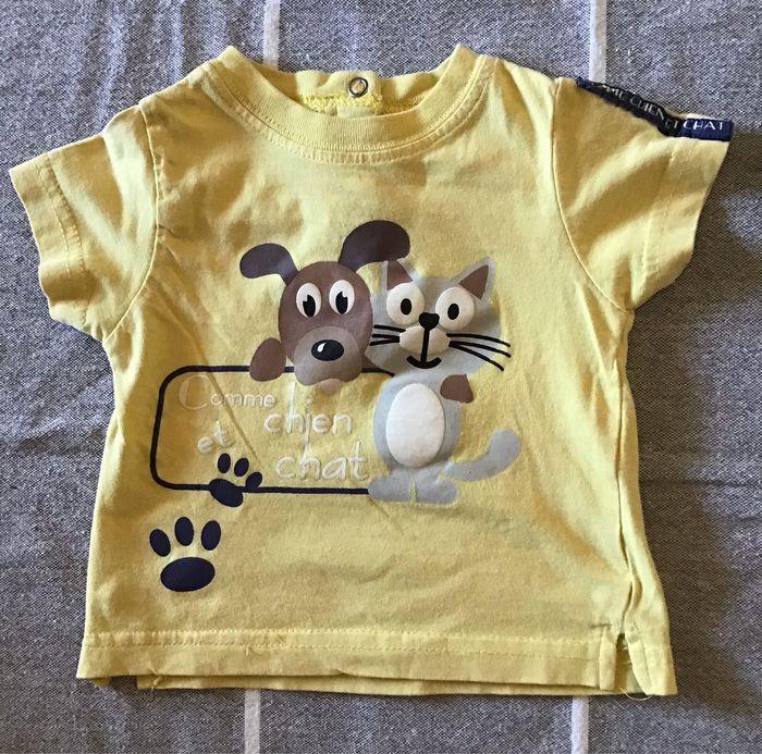 T-shirt jaune Comme chien et chat