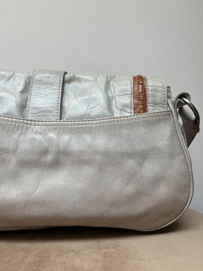 Sac en cuir Christian Dior Gaucho gris beige selle vintage bandoulière - photo numéro 7