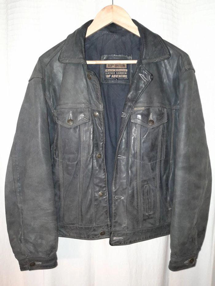 Blouson en cuir doublé vintage Vent couvert taille S - photo numéro 1