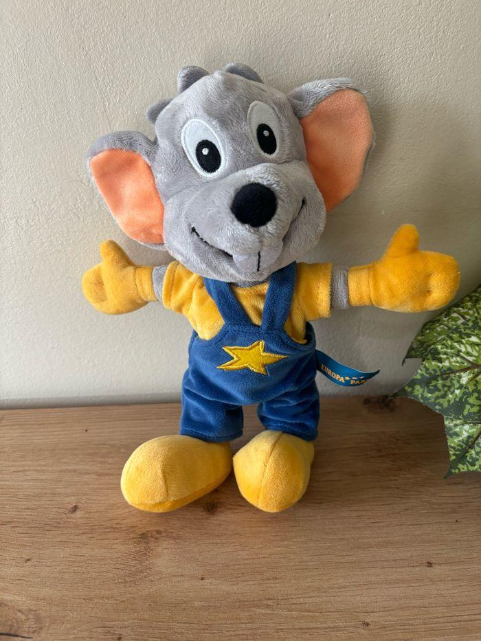 Doudou peluche souris mascotte bleu jaune Europa Park - photo numéro 1