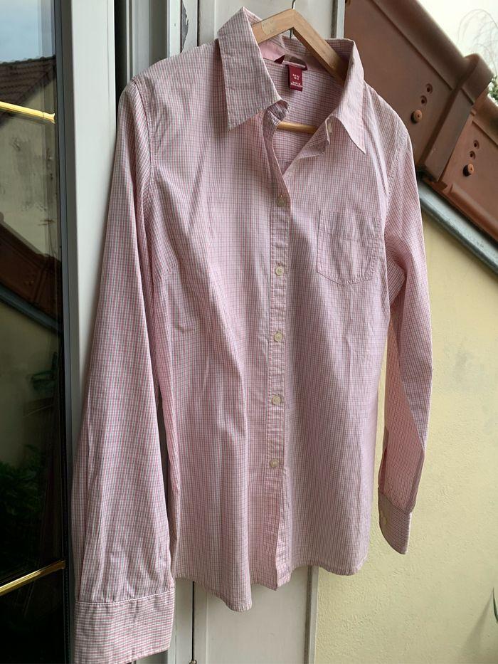 Chemise 👔 à petits carreaux ♦️ Vintage rose 🥀 taille 42 - photo numéro 1