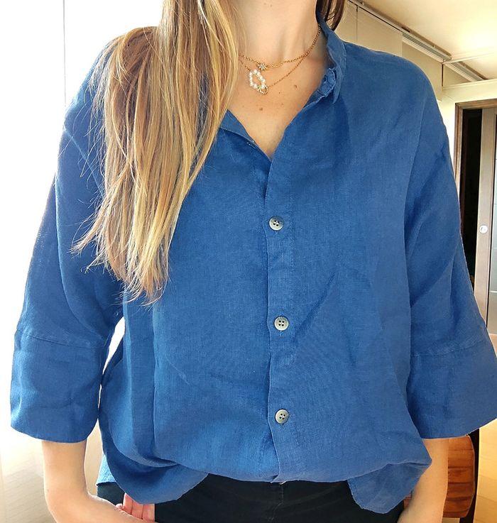 Chemise loose 100%lin bleu majorelle IZZY t.38/40 - photo numéro 1