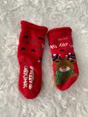 Chaussettes soquettes de noel Merry Christmas rouge Rennes tbe