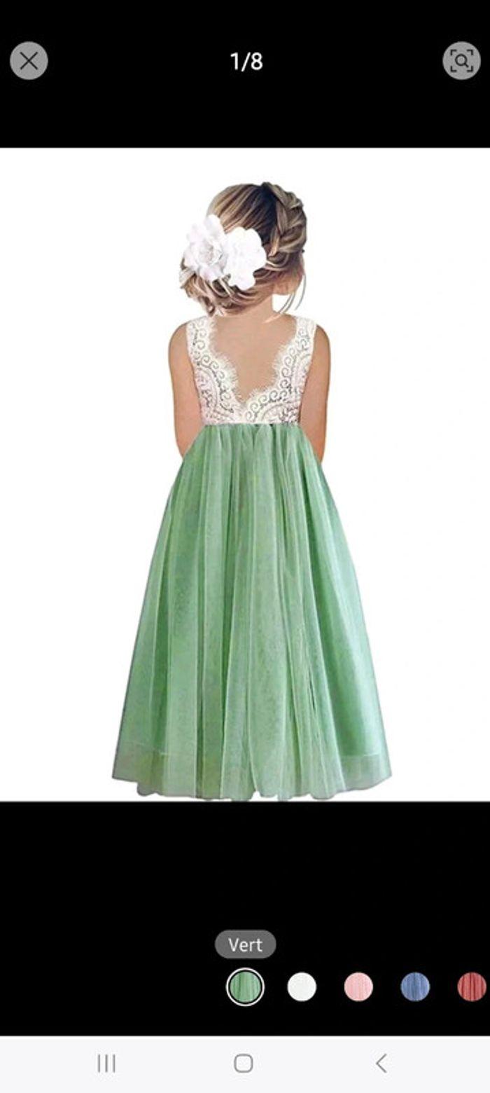 Robe cérémonie vert 6/7/8 ans avec couronne - photo numéro 8