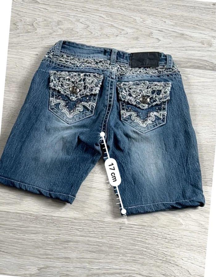 🩳 Short vintage brodé en jean  Bleu Taille XXS 🩳 - photo numéro 5