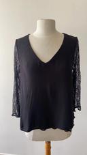 Blouse noire et dentelle Etam