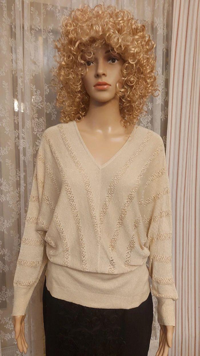 Pull Versia beige doré  taille L - photo numéro 2