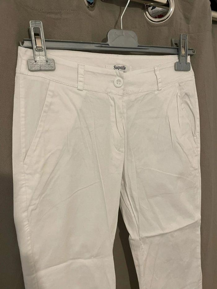 Pantalon blanc style chino taille haute coupe courte 7/8 neuf sapotille taille S - photo numéro 2