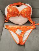 Maillot de bain 2 pièces bikini Culture sud orange à fleurs