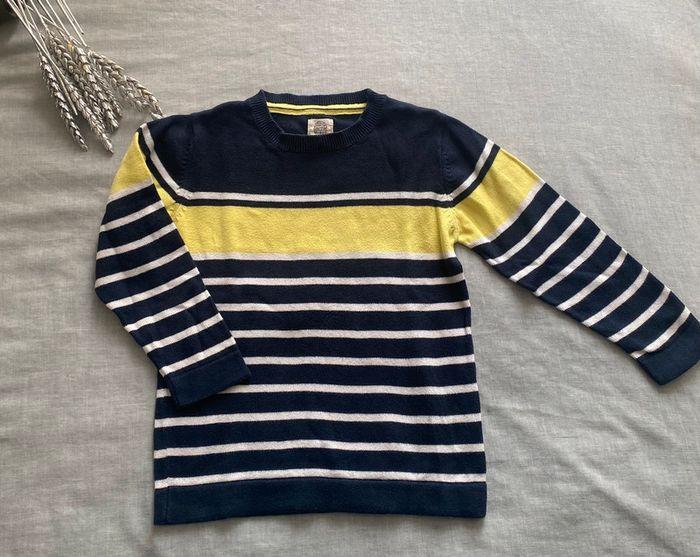 • Joli petit pull 100% coton Marine & jaune • - photo numéro 1