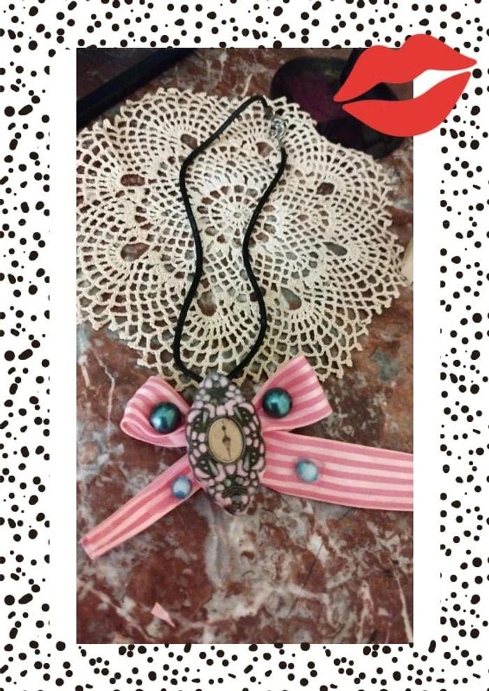 Collier necklace ruban bow rose lolita y2k - photo numéro 5