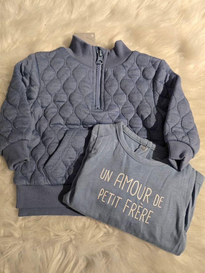 Neufs (non portés) 🤩😍💙💙💙sweat et teeshirt ml 6mois garçon 💙💙💙😍🤩 - photo numéro 1