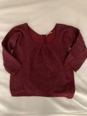 Pull crop top et manches 3/4 bordeaux en laine