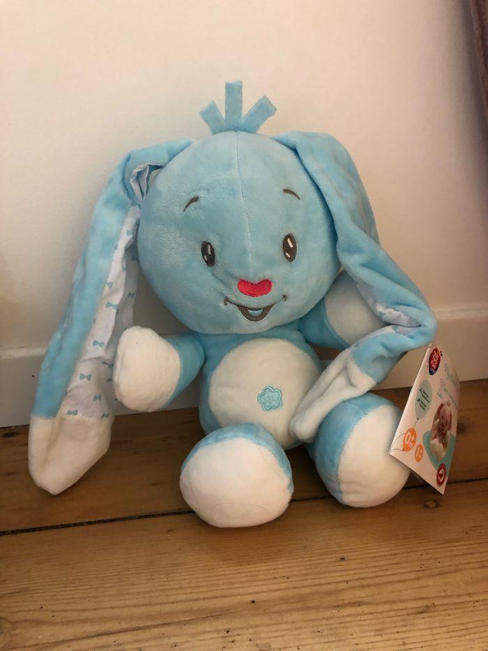 Doudou lapin bleu - neuf