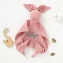 Doudou personnalisé gaze de coton rose Kids and Crea