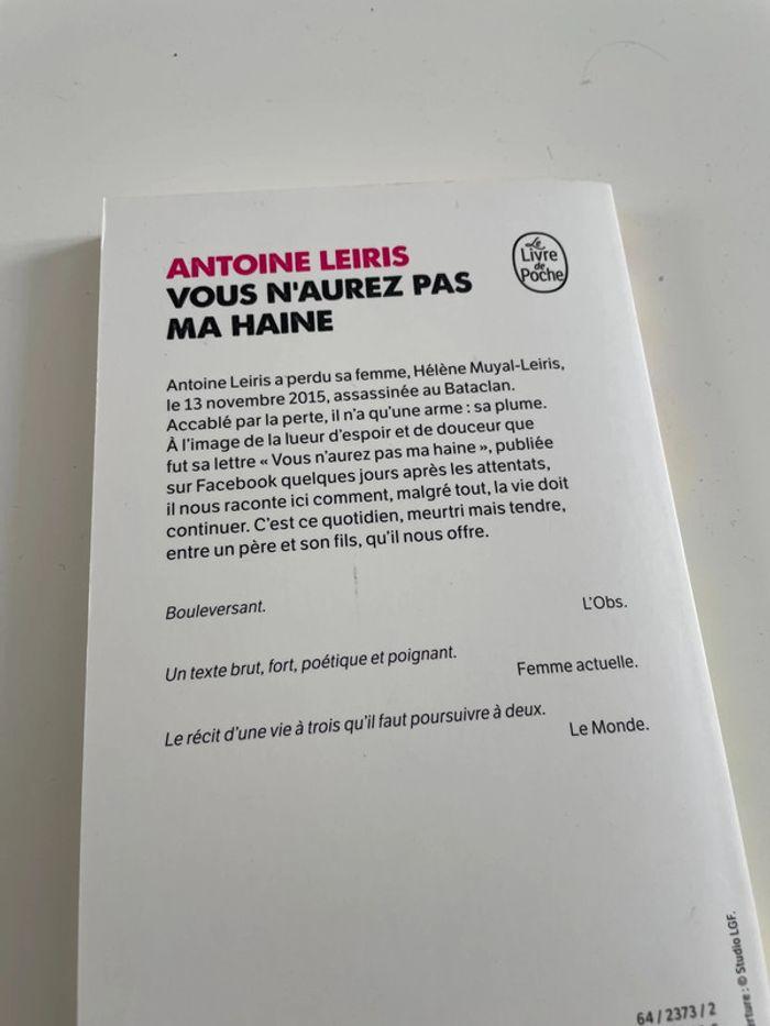 Livre de poche Vous n’aurez pas ma haine d’Antoine Leiris - photo numéro 2