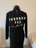 Sweat fin « pourquoi pas » noir Mim taille M / 38