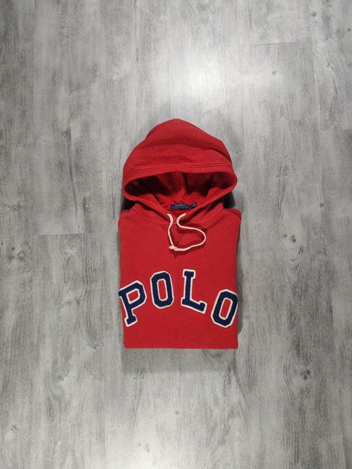 Sweat à Capuche Ralph Lauren 1967 Rouge Logo Brodé Bleu Taille M Homme - photo numéro 1