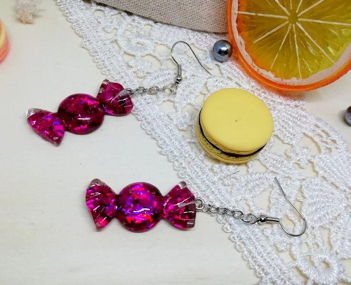 🍬Boucles d'oreilles bonbon pailleté🌸 - photo numéro 3