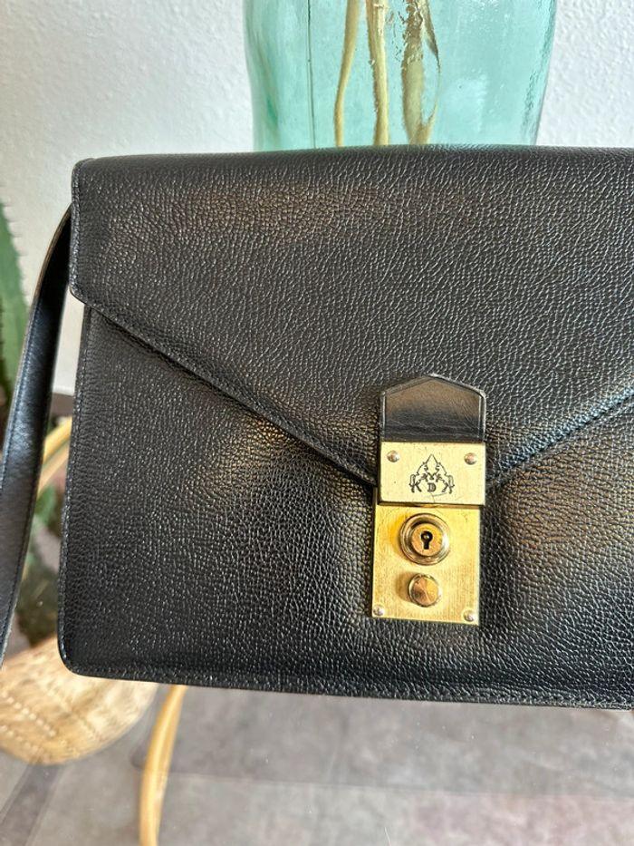 Sac bandoulière en cuir noir, made in France - Vintage Didier Lamarthe - photo numéro 5