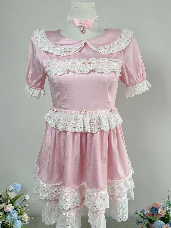 Dress Robe Pink Rose Princess Barbie Cute Kawaii Lolita Cosplay - photo numéro 6