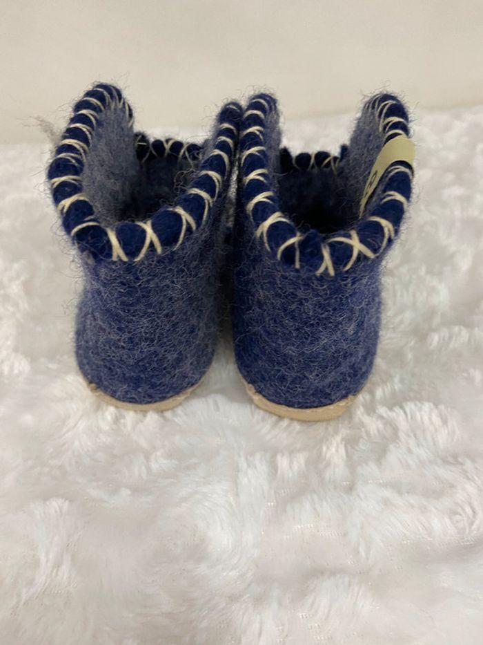 Pantoufles Chaussons jumeaux garcon bleu Egos en taille 22 Feutrine et cuir neuves - photo numéro 4