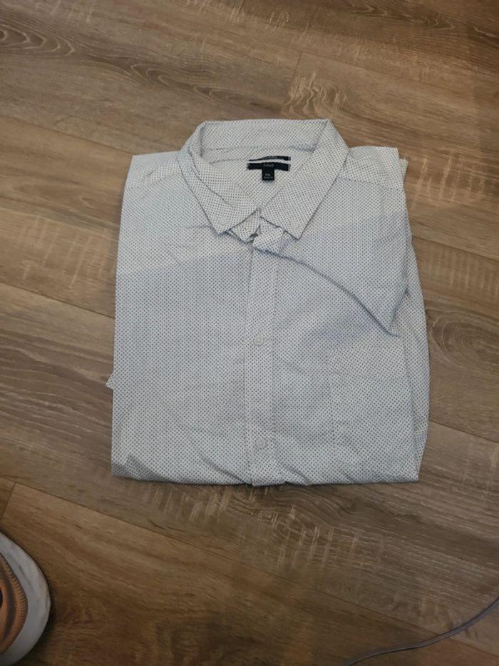 Chemise  xxl blanche et bleue petit motif - photo numéro 1