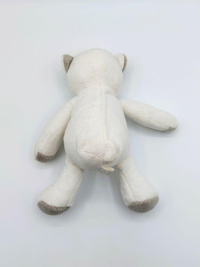 Doudou Peluche ours blanc MUSTI MUSTELA pattes grises 24 cm - photo numéro 2