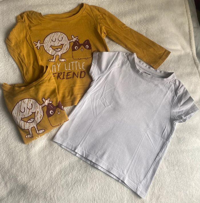 💛 Lot de 3 tee-shirts garçon - 2 identiques manches longues - 1 manches courtes 💛