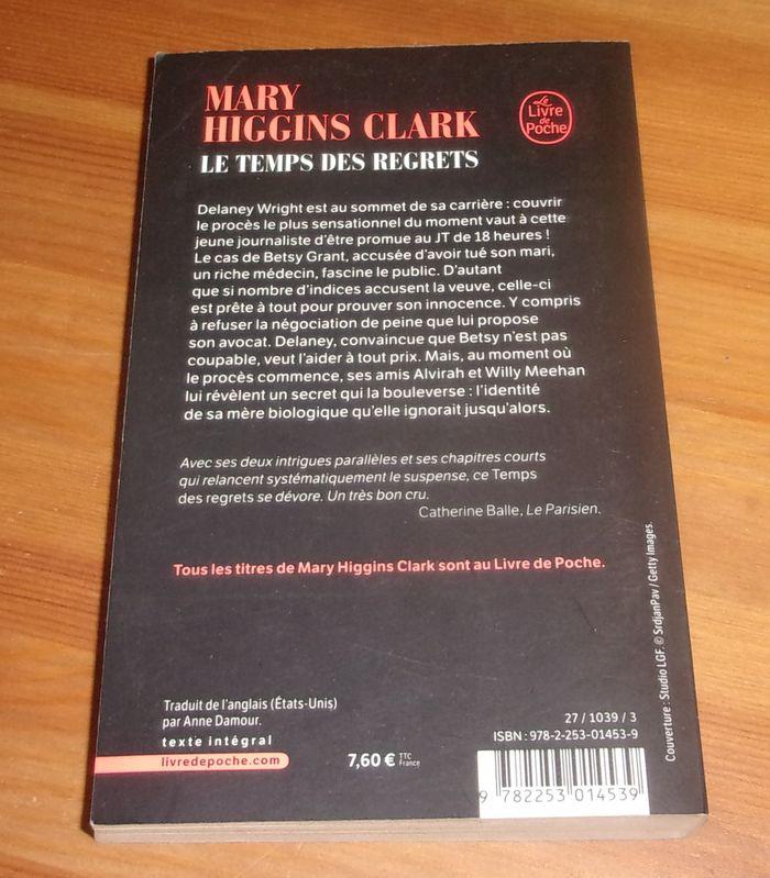 Le temps des regrets de Mary Higgins Clark roman - photo numéro 2