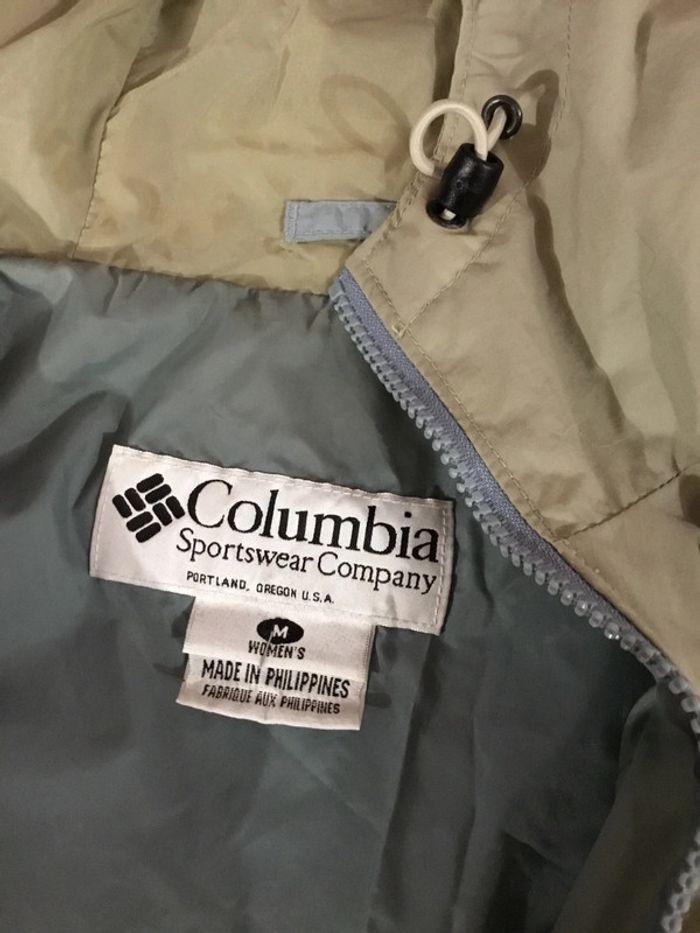 Manteau coupe-vent imperméable à capuche pour femme Columbia bleu clair et beige taille M 114 - photo numéro 3