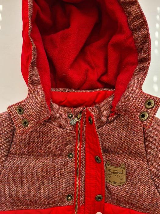 Manteau rouge DPAM Du Pareil au Même, chaud 3 mois avec capuche protectrice - photo numéro 2