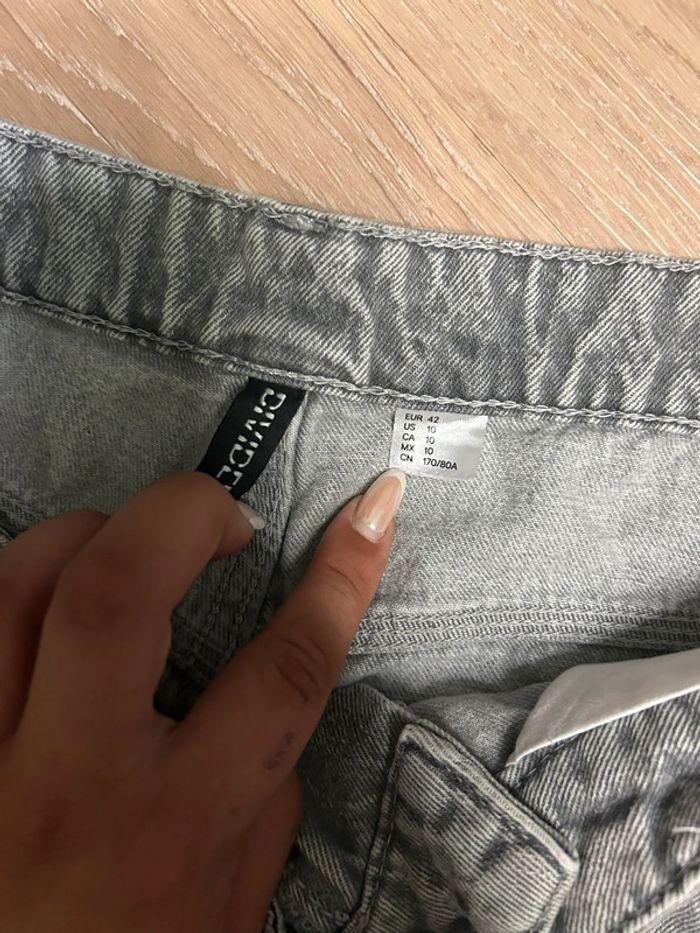 Pantalon jean cargo gris taille haute - photo numéro 4