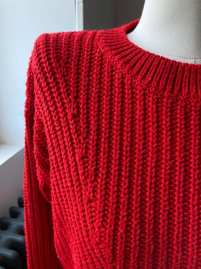 Pull grosse maille rouge oversize - photo numéro 2