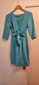 Robe chic manches 3/4, turquoise, taille 36