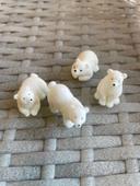 4 figurines mini ours blanc neuves