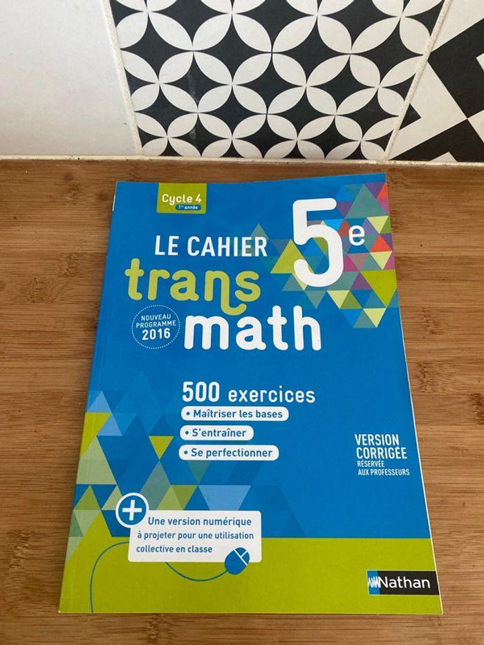 Cahier d’exercices Transmaths 5e version corrigée - photo numéro 1