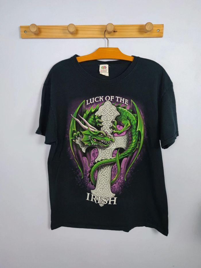 T-shirt Luck Of The Irish Dragon Y2k Noir Taille L Homme - photo numéro 1