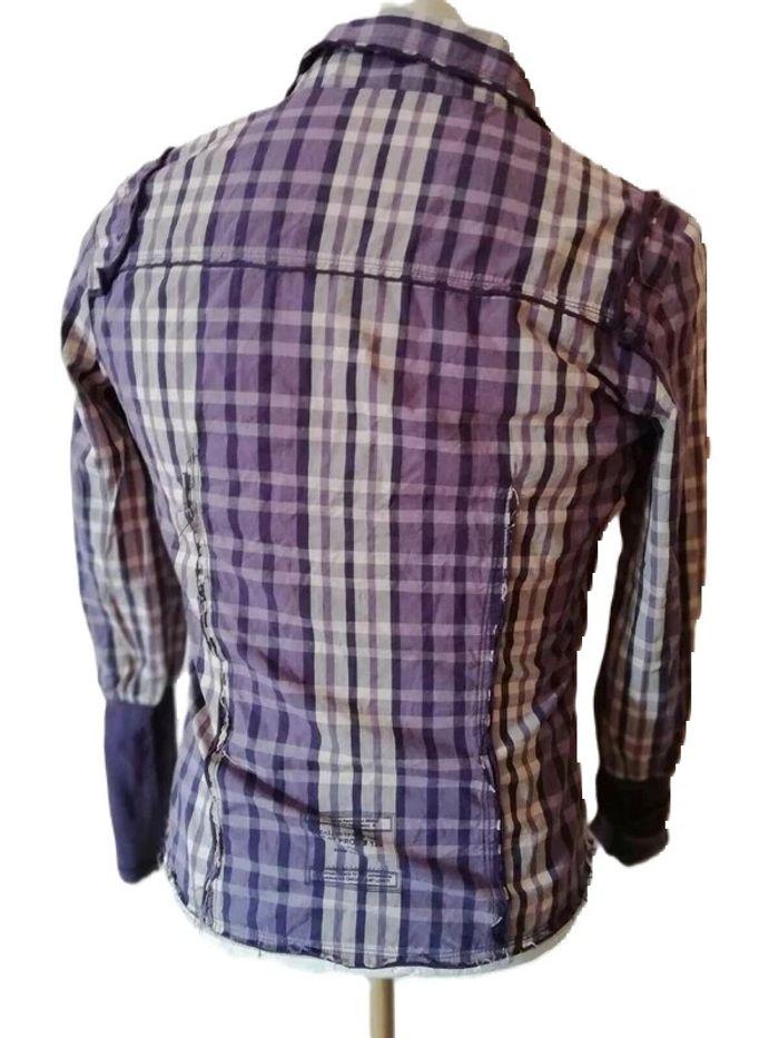 Chemise Bohème à carreaux violet blanc Bohème Fantaisie Taille M - photo numéro 3